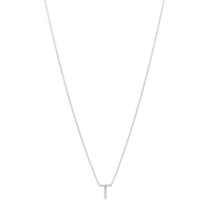 Roberto Coin 18K White Gold Diamond Love Letter T Pendant Necklace 1 of 5