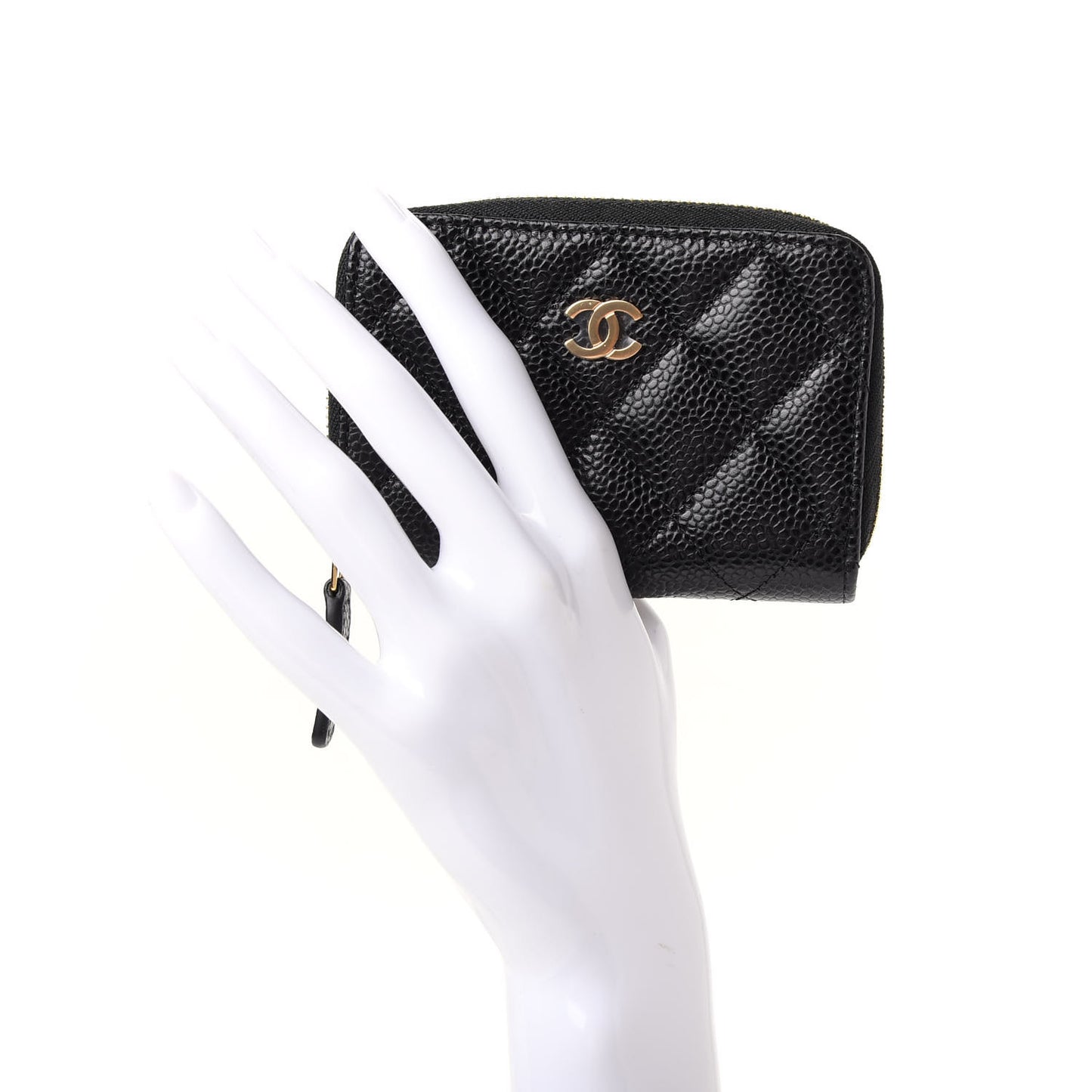 Caviar Quilted Zip Coin Purse Black