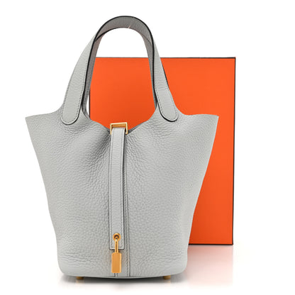 Hermes Taurillon Clemence Picotin Lock 18 PM Bleu Pale 11 of 11