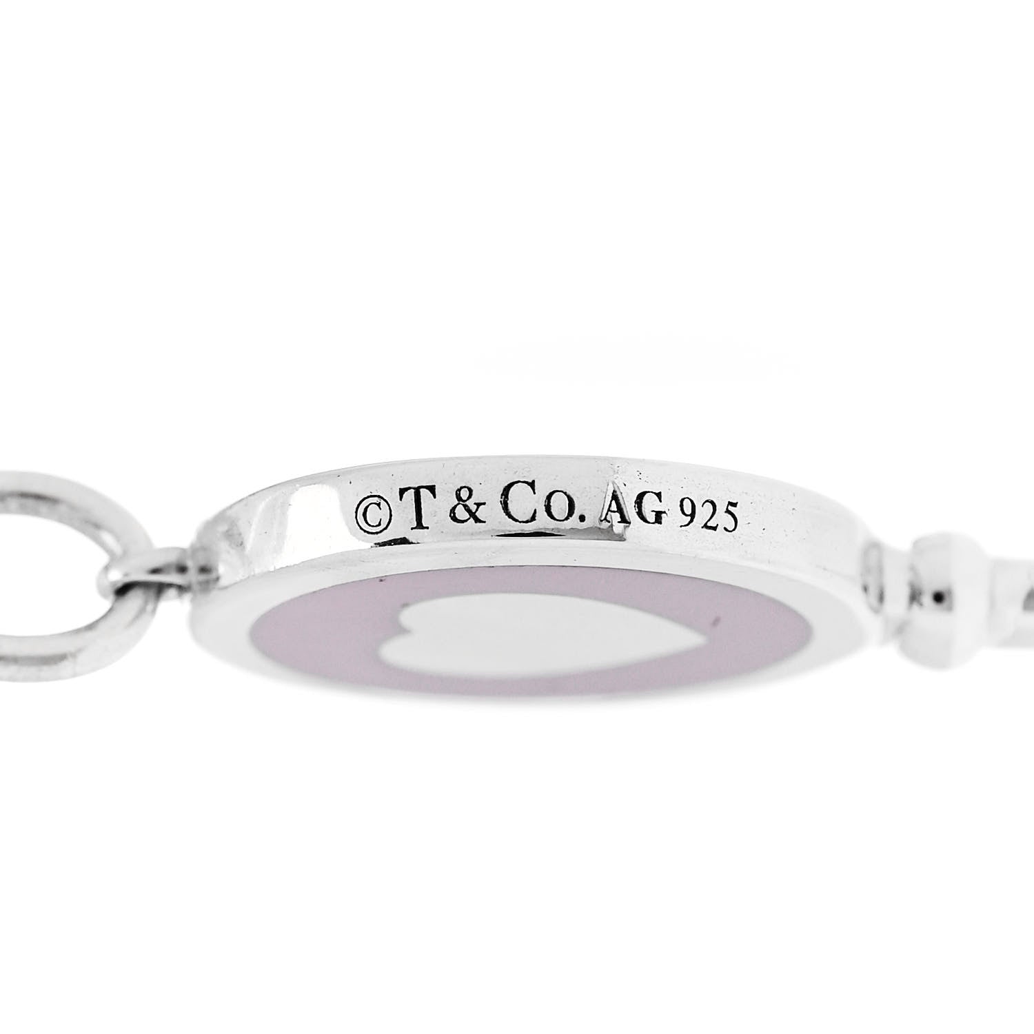 Tiffany Sterling Silver Enamel Keys Heart Key Pendant Lavender 4 of 4