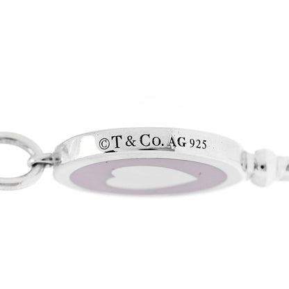 Tiffany Sterling Silver Enamel Keys Heart Key Pendant Lavender 4 of 4