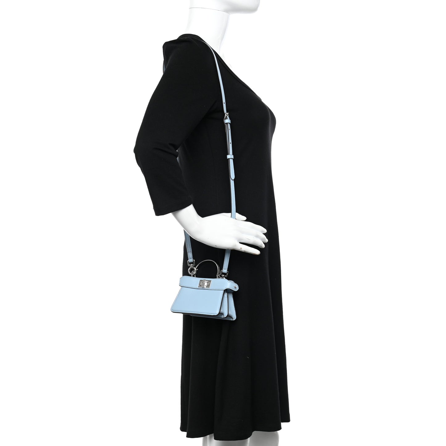 Shiny Nappa Nano Peekaboo Maxi Handle Satchel Azzurro Baby