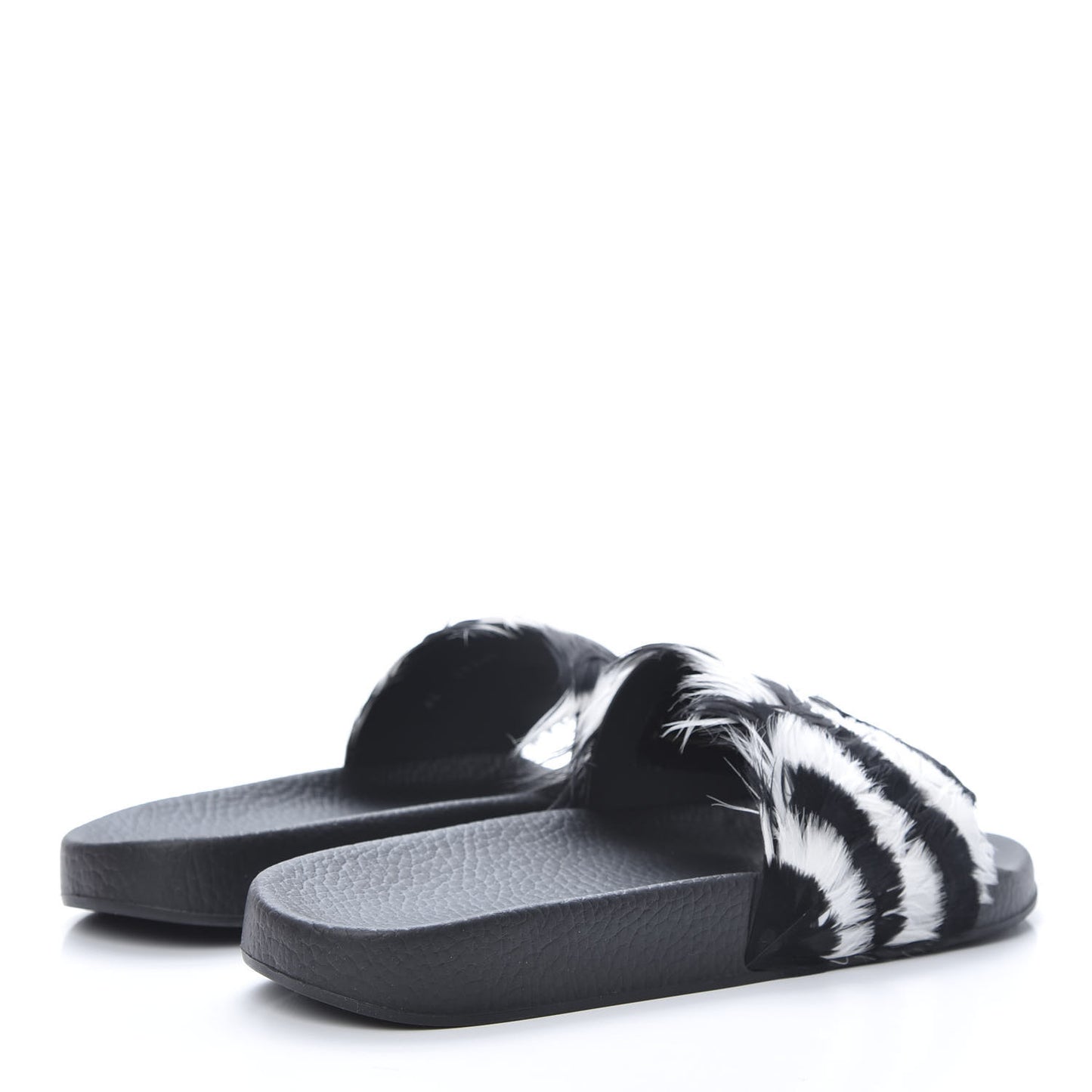 Rubber Feather Pool Slide Sandals 39 Black White
