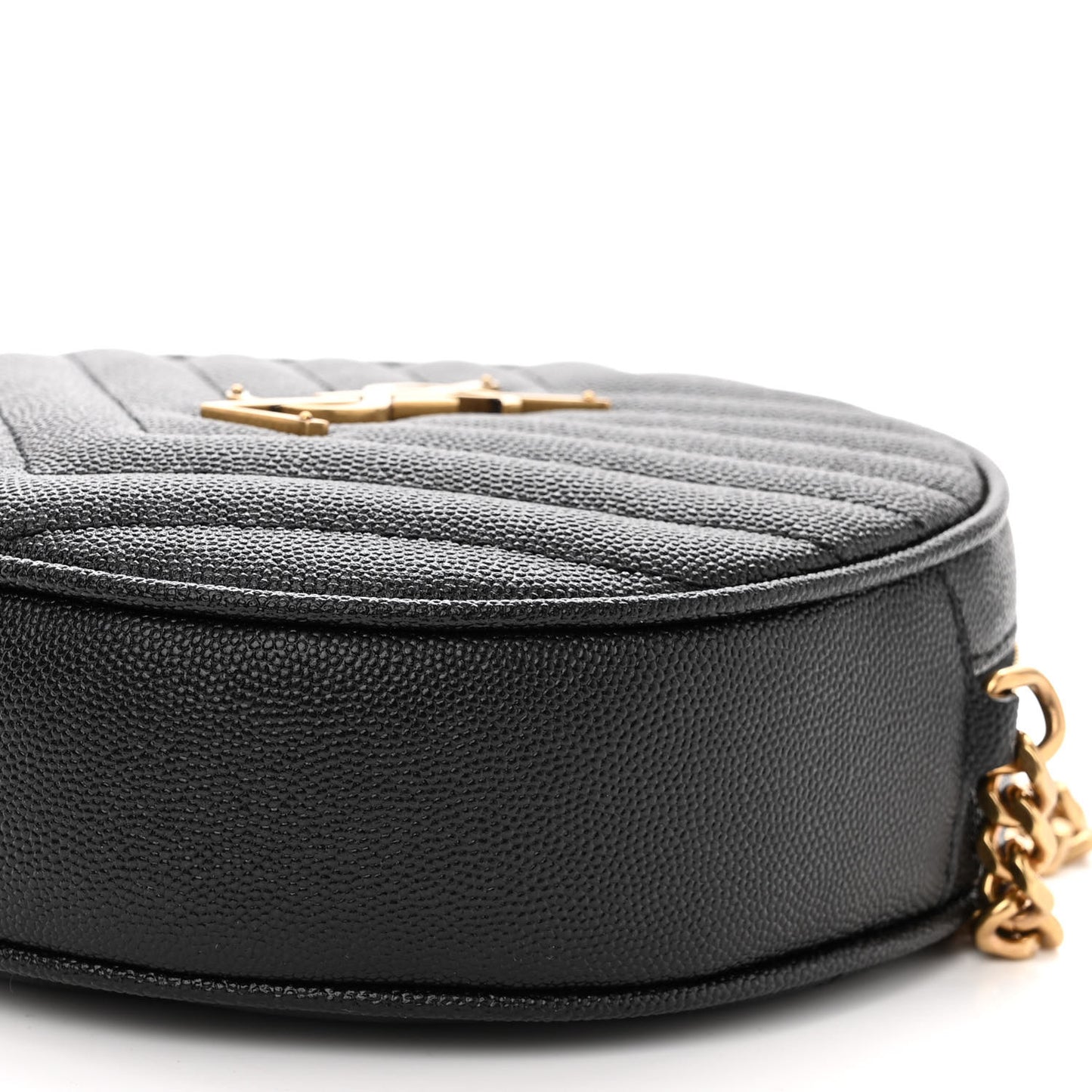 Grain De Poudre Matelasse Chevron Quilted Round Vinyle Camera Bag Black