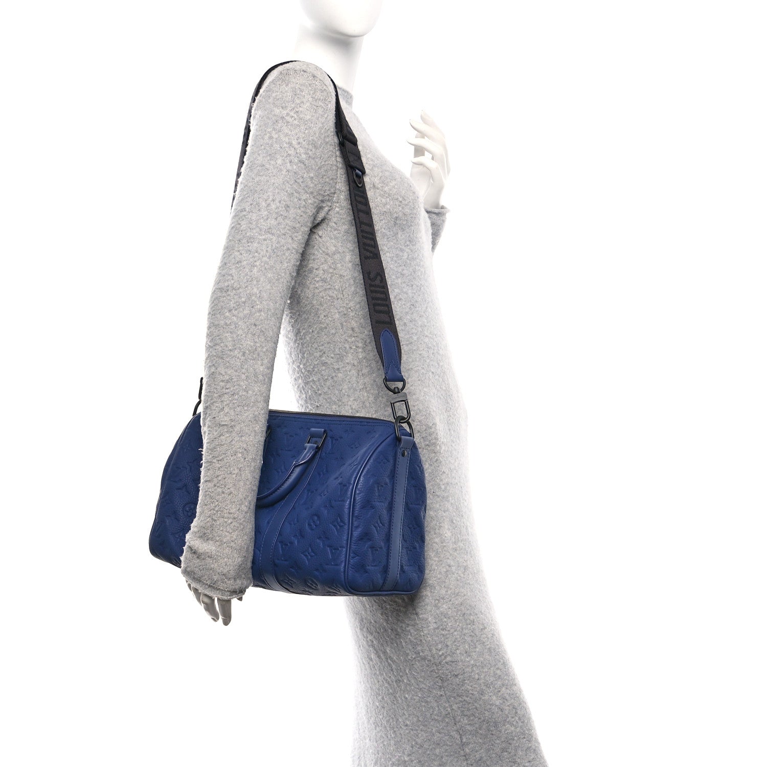 Louis Vuitton Monogram Taurillon Keepall Bandouliere 35 Blue 2 of 9