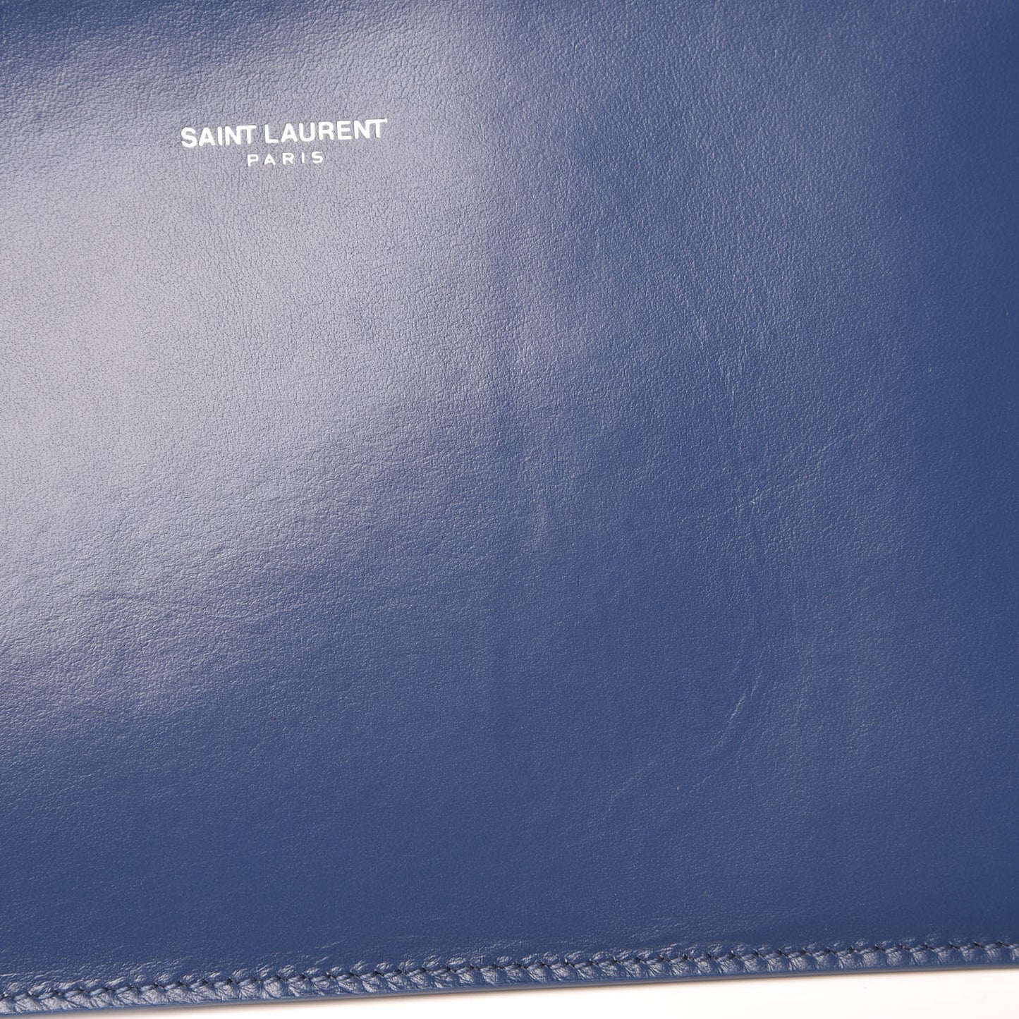 Grained Calfskin Topstitch Baby Sac De Jour Denim