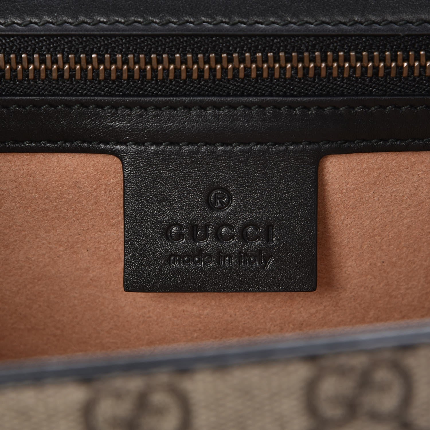 Gucci Nappa GG Supreme Monogram Medium Osiride Top Handle Bag Black Oro Vecchio Beige Ebony 7 of 8