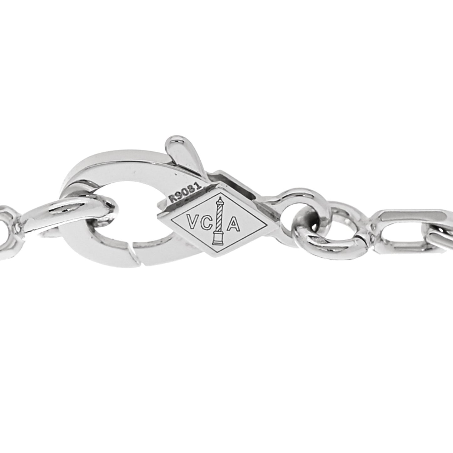 18K White Gold Veined Black Onyx 5 Motifs Vintage Alhambra Bracelet