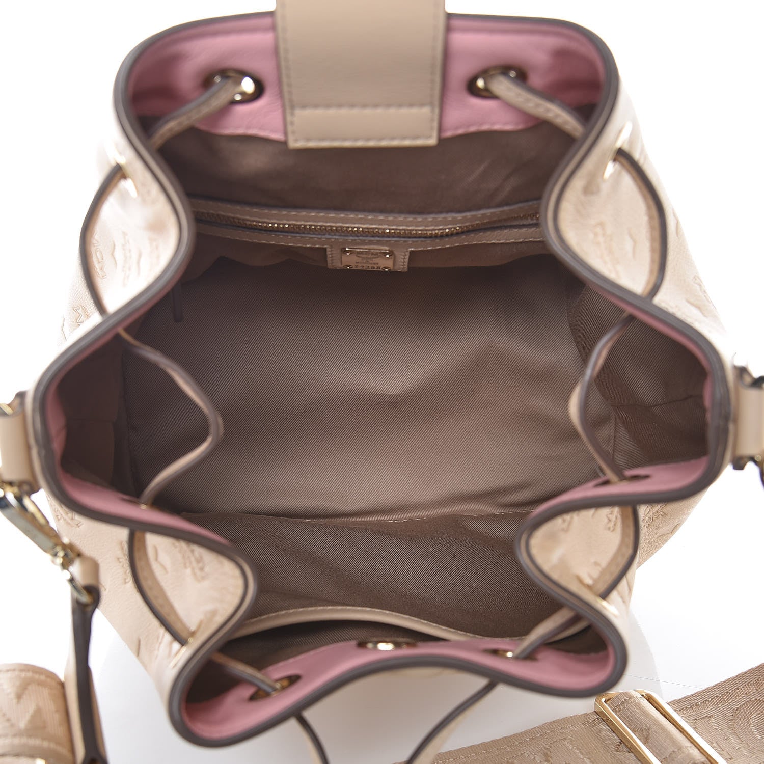 MCM Calfskin Ottomar Monogram Essential Bucket New Beige 6 of 13