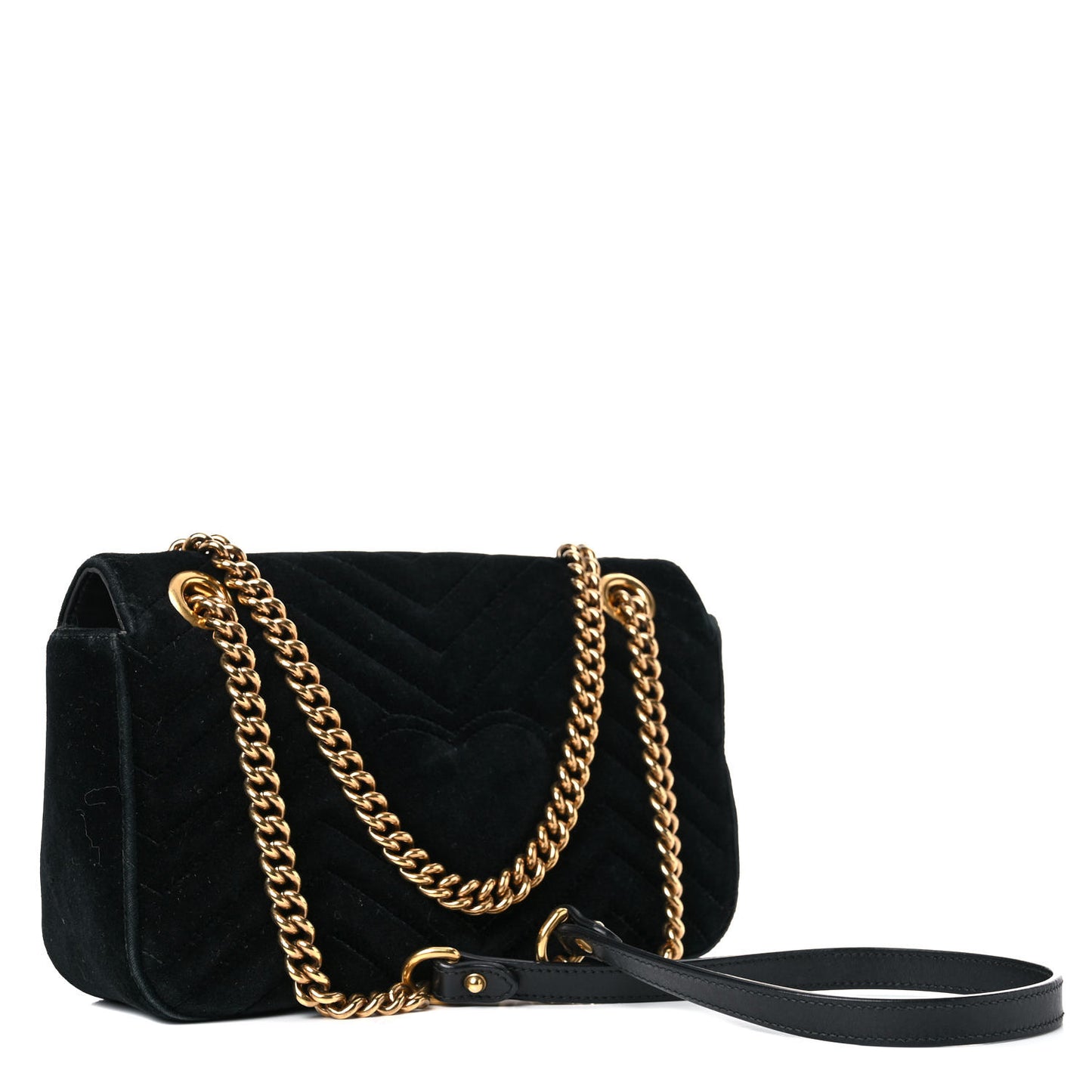 Velvet Matelasse Small GG Marmont Shoulder Bag Black
