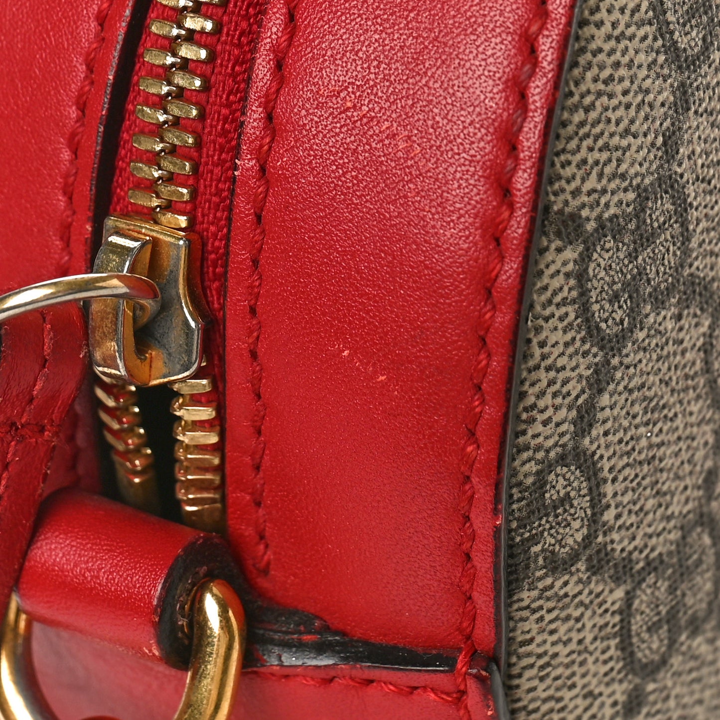 GG Supreme Monogram Kingsnake Heart Embroidered Mini Chain Shoulder Bag Beige Hibiscus Red