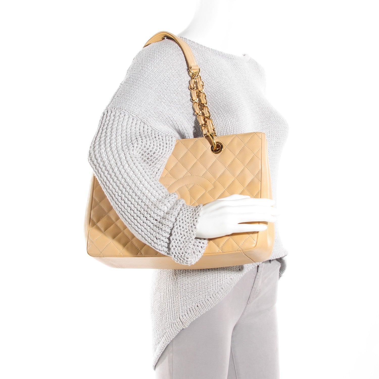 Chanel Caviar Quilted Grand Shopping Tote GST Beige 2 of 16