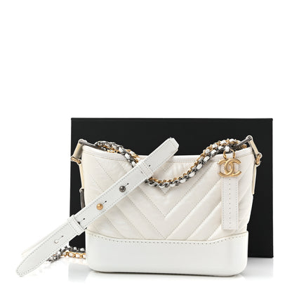 Chanel Iridescent Aged Calfskin Chevron Quilted Small Gabrielle Hobo White 11 of 11