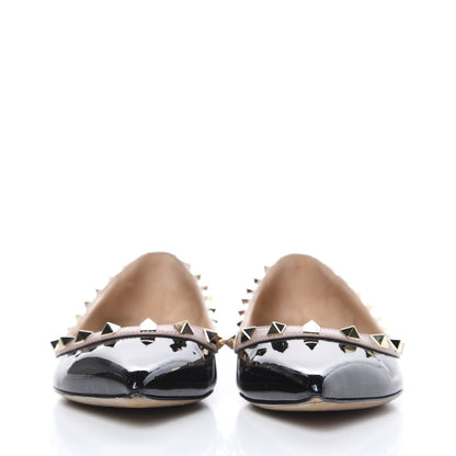 Valentino Garavani Patent Rockstud Ballerina Flats 36 Black Poudre 2 of 11