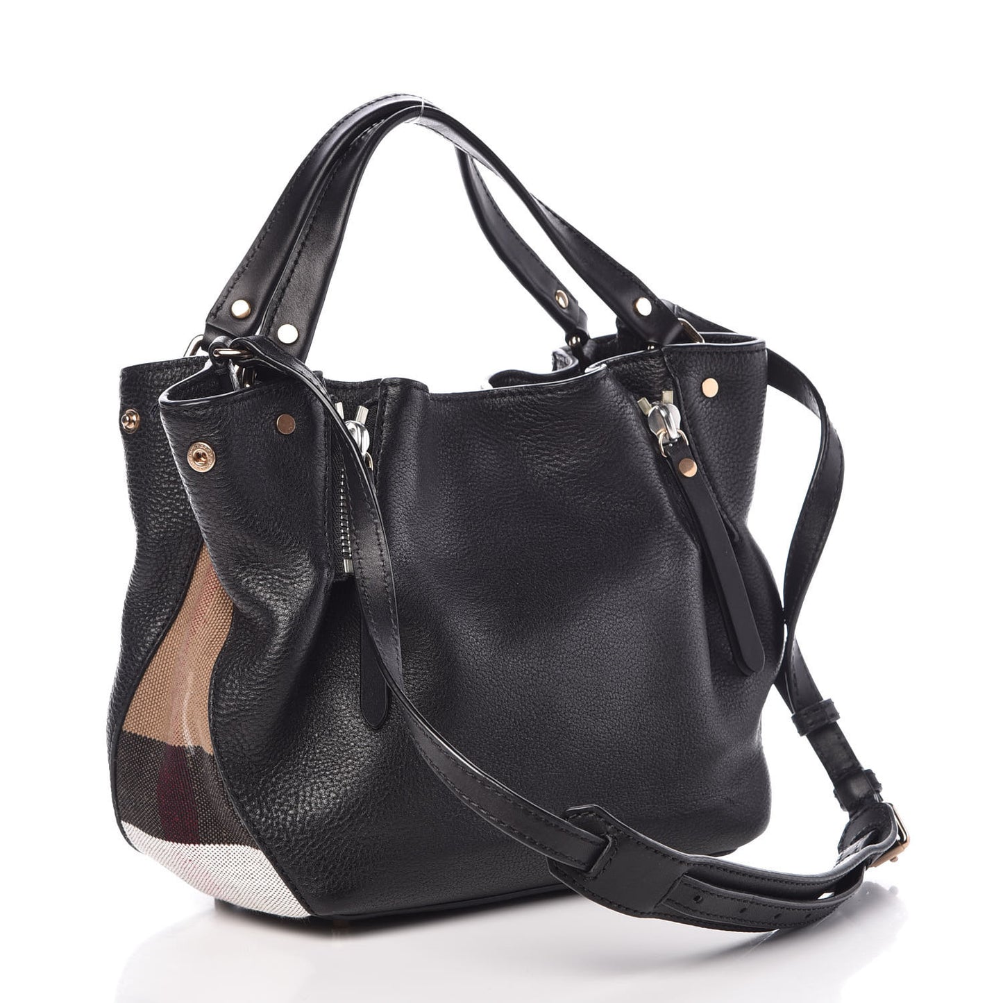 Grainy Calfskin House Check Small Maidstone Black