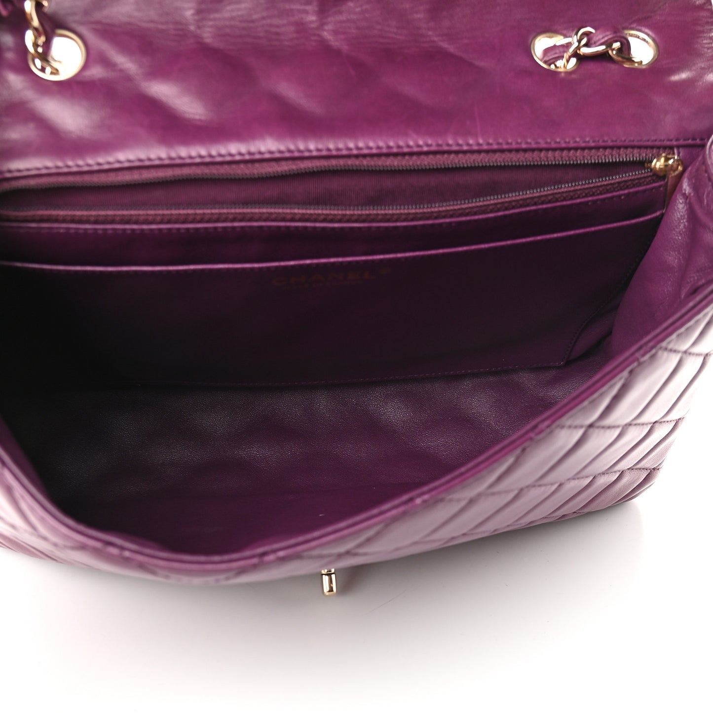 Lambskin Quilted Jumbo Single Flap Purple