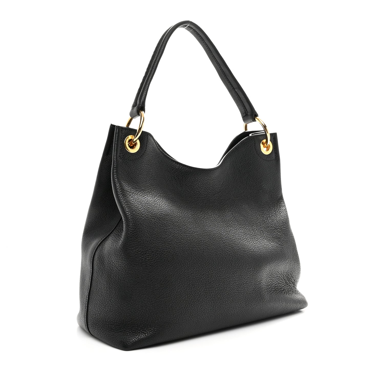 Vitello Phenix Embossed Logo Hobo Black