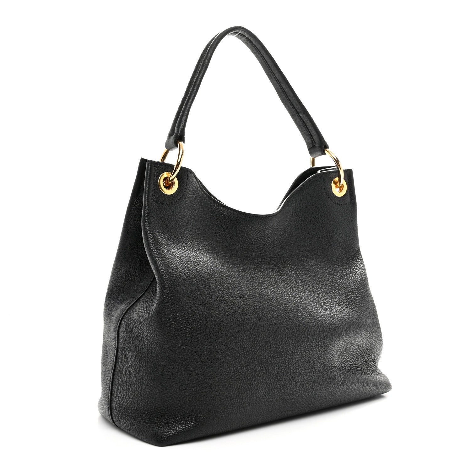 Prada Vitello Phenix Embossed Logo Hobo Black 3 of 10