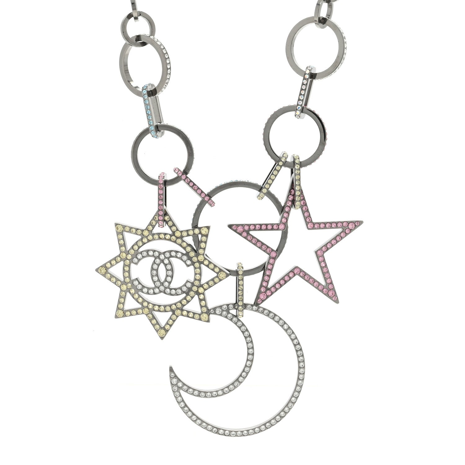 Chanel Ruthenium Crystal CC Star Moon Star Necklace 1 of 5