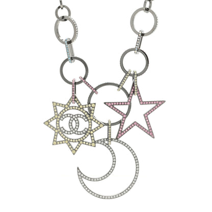 Chanel Ruthenium Crystal CC Star Moon Star Necklace 1 of 5