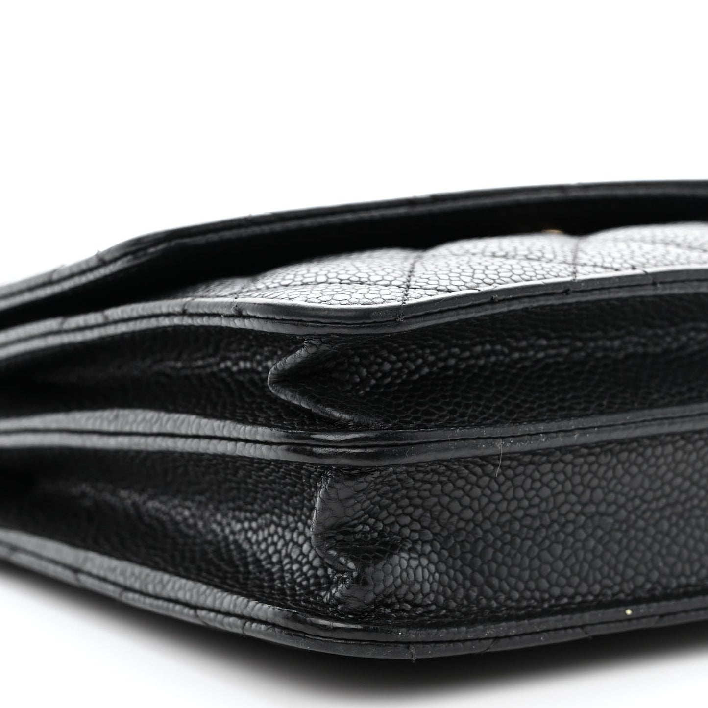 Caviar Quilted Square Wallet On Chain WOC Black