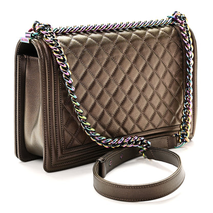 Chanel Iridescent Goatskin Quilted New Medium Boy Flap Bronze 3 of 10