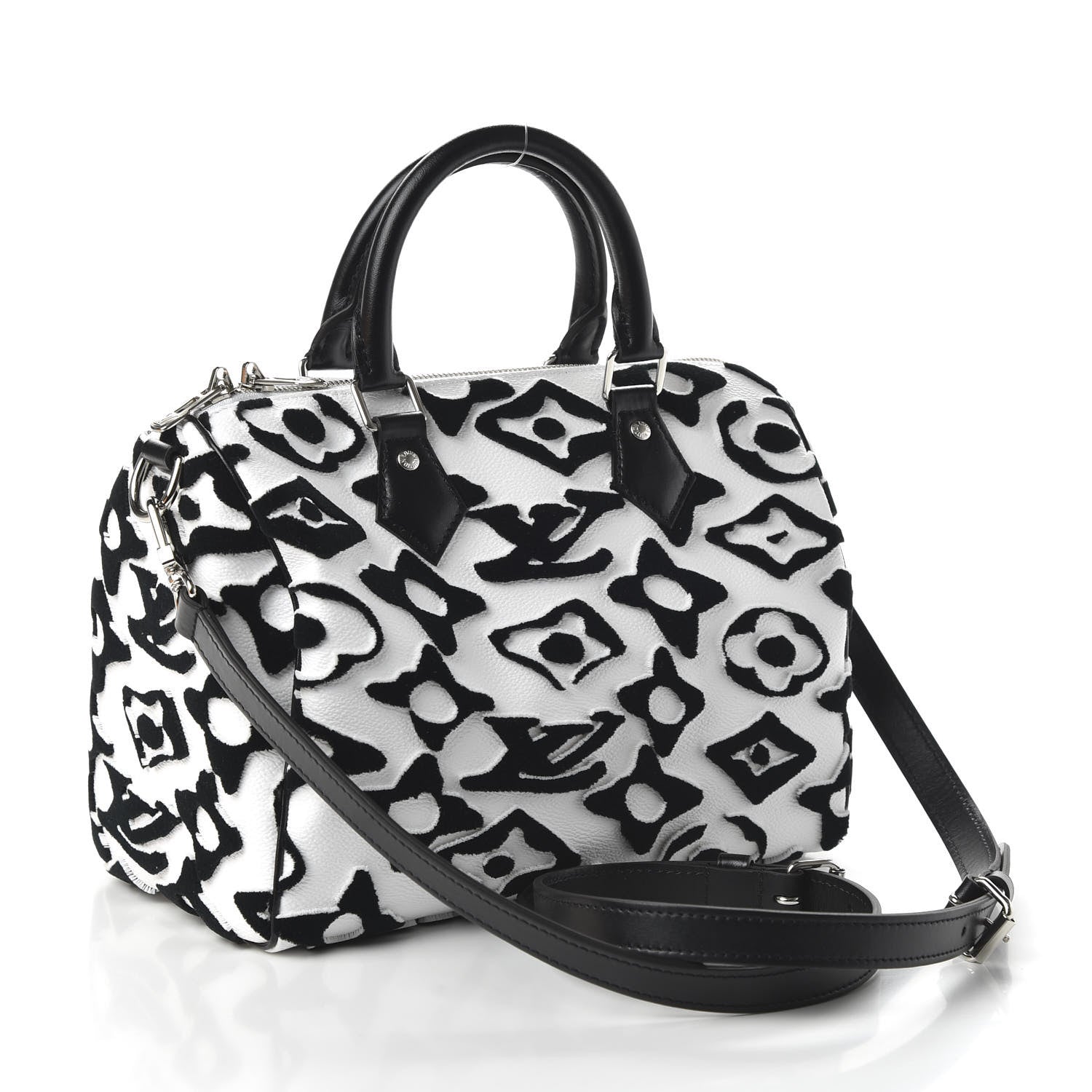 Louis Vuitton X UF Tufted Monogram Speedy Bandouliere 25 White Black 4 of 11
