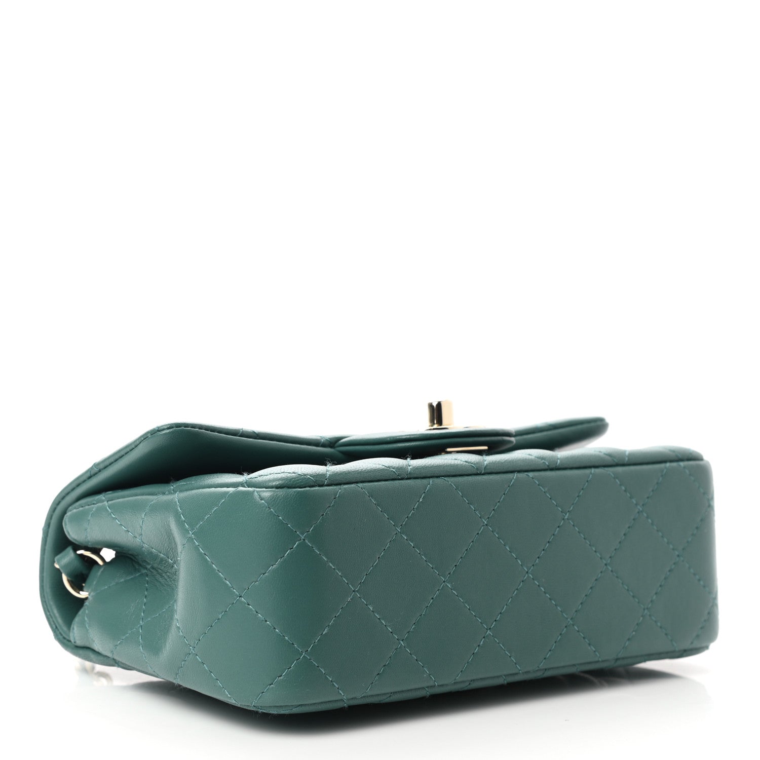 Chanel Lambskin Quilted Mini Rectangular Flap Dark Green 4 of 10