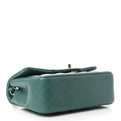 Chanel Lambskin Quilted Mini Rectangular Flap Dark Green 4 of 10