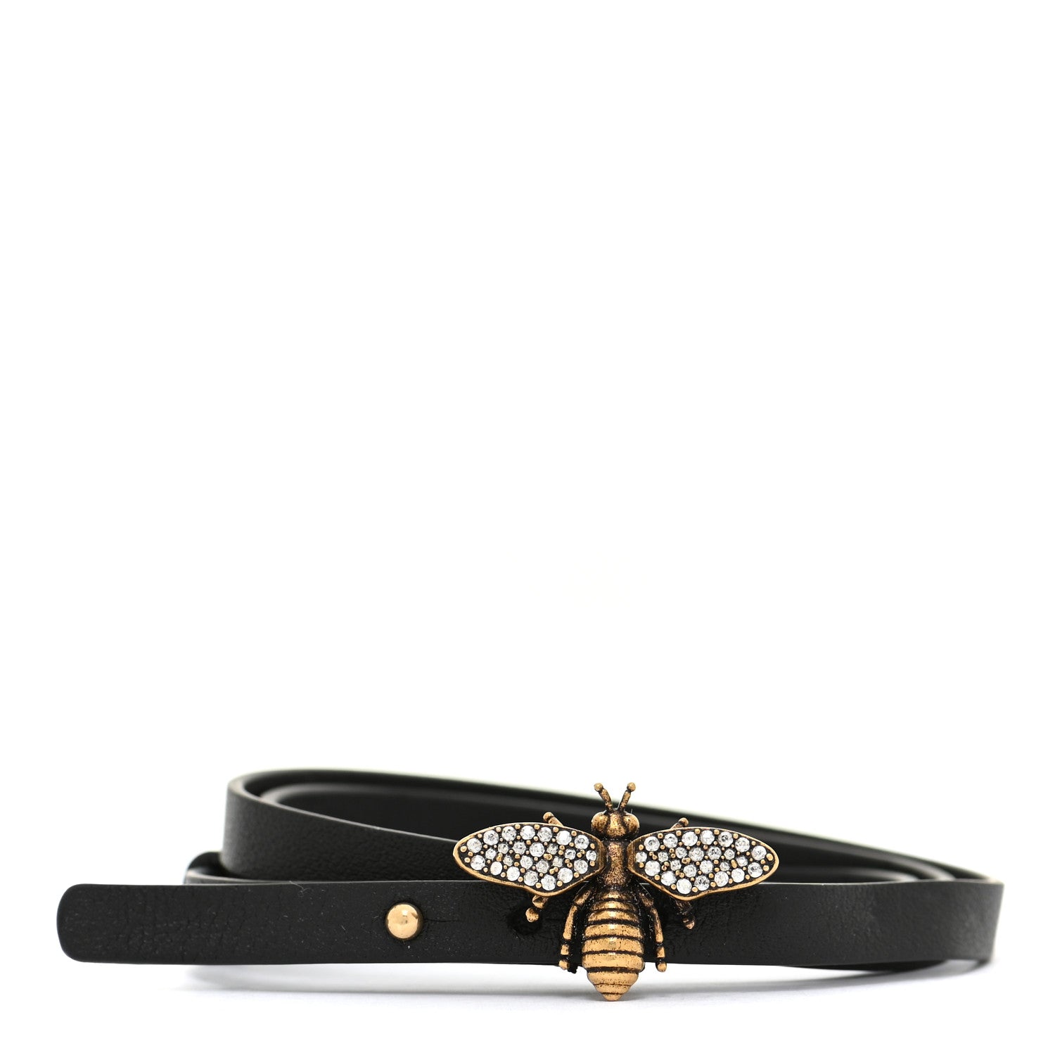 Christian Dior Calfskin Crystal Bee Triple Loop Bracelet Black 1 of 6