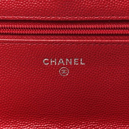 Chanel Caviar Quilted Wallet on Chain WOC Dark Red 6 of 12