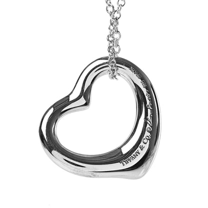 Tiffany Sterling Silver 22mm Elsa Peretti Open Heart Pendant Necklace 6 of 6