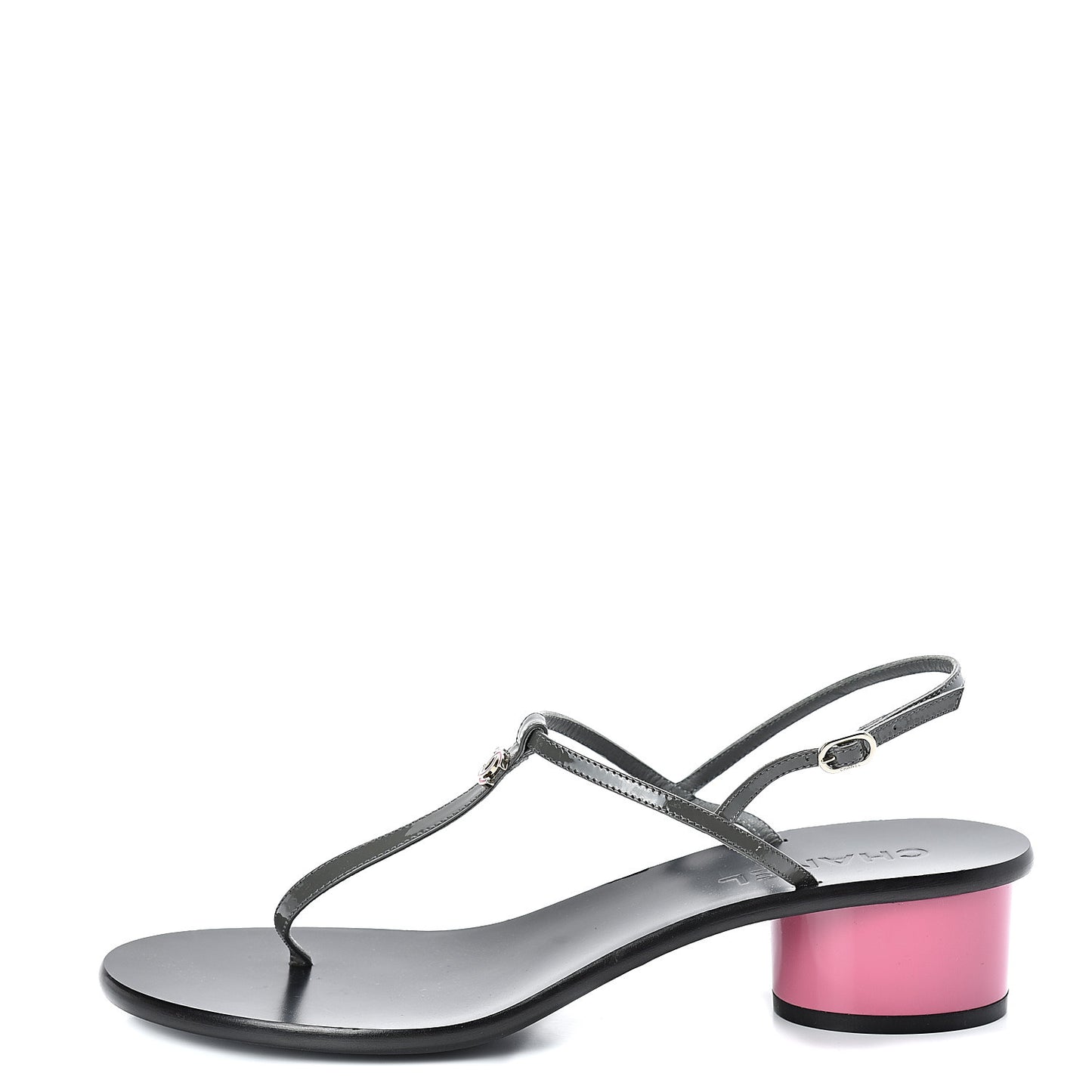 Patent CC Thong Sandals 41 Grey Pink