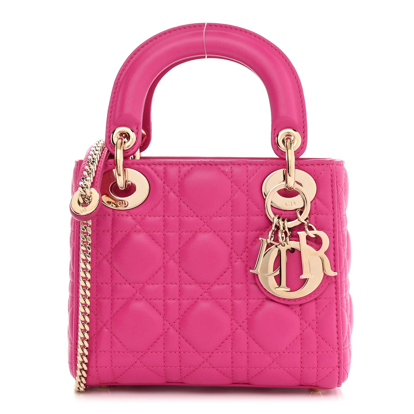 Lambskin Cannage Mini Lady Dior Fuchsia