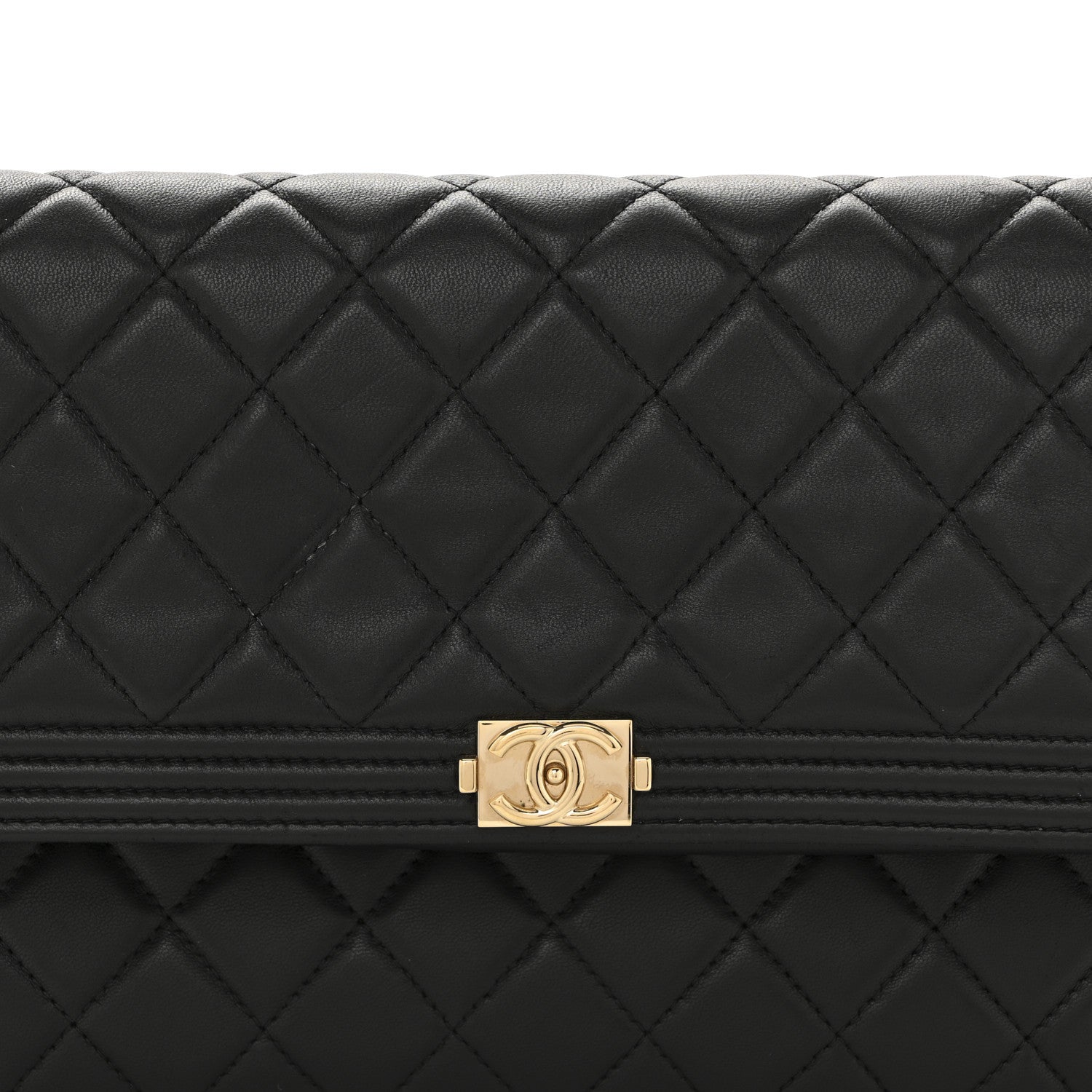 Chanel Lambskin Quilted Beauty CC Boy Clutch Black 8 of 12