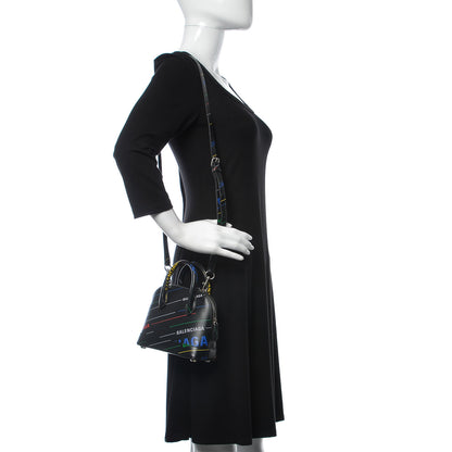 Balenciaga Calfskin Logo Print XXS Ville Top Handle Bag Black Multicolor 2 of 8