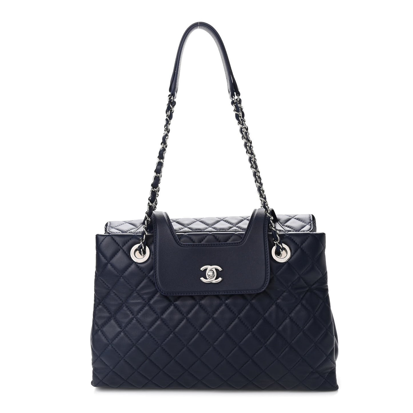 Lambskin Quilted By 3 Shopping Tote Navy