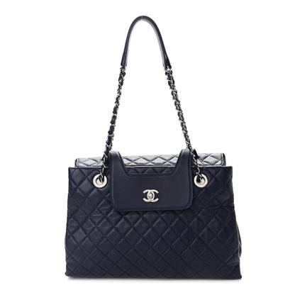 Chanel Lambskin Quilted By 3 Shopping Tote Navy 1 of 10