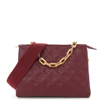 Louis Vuitton Lambskin Embossed Monogram Coussin PM Wine 1 of 10