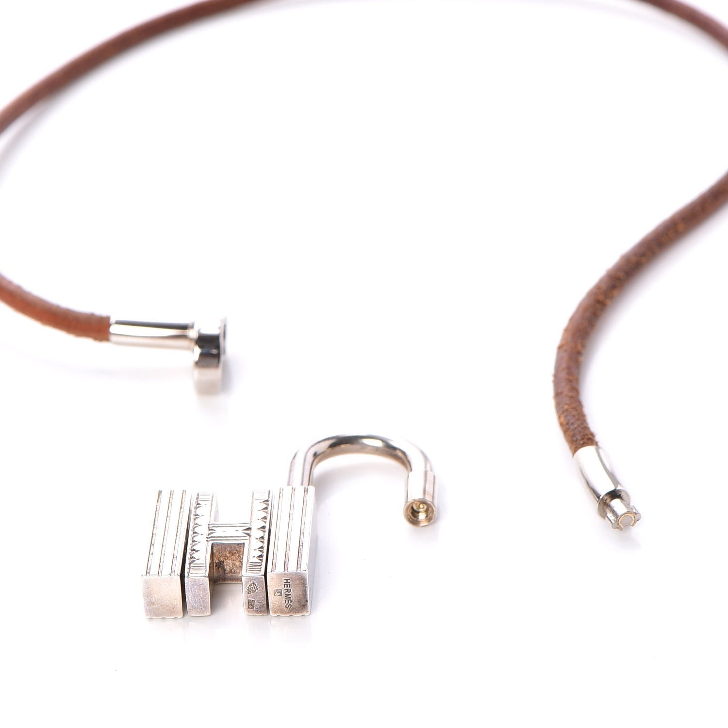 Hermes Sterling Silver Natural Bridle Touareg Cadena Necklace Pendant Bouton 6 of 7