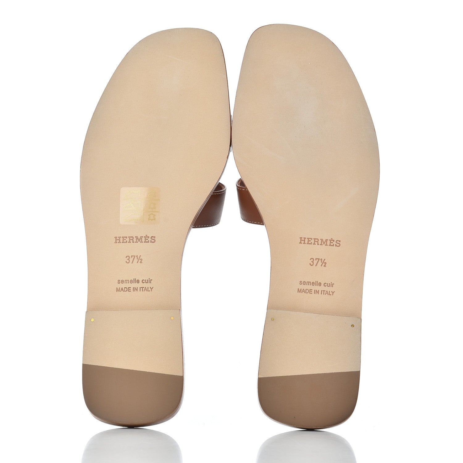 Hermes Box Calfskin Oran Sandals 37.5 Gold 5 of 8