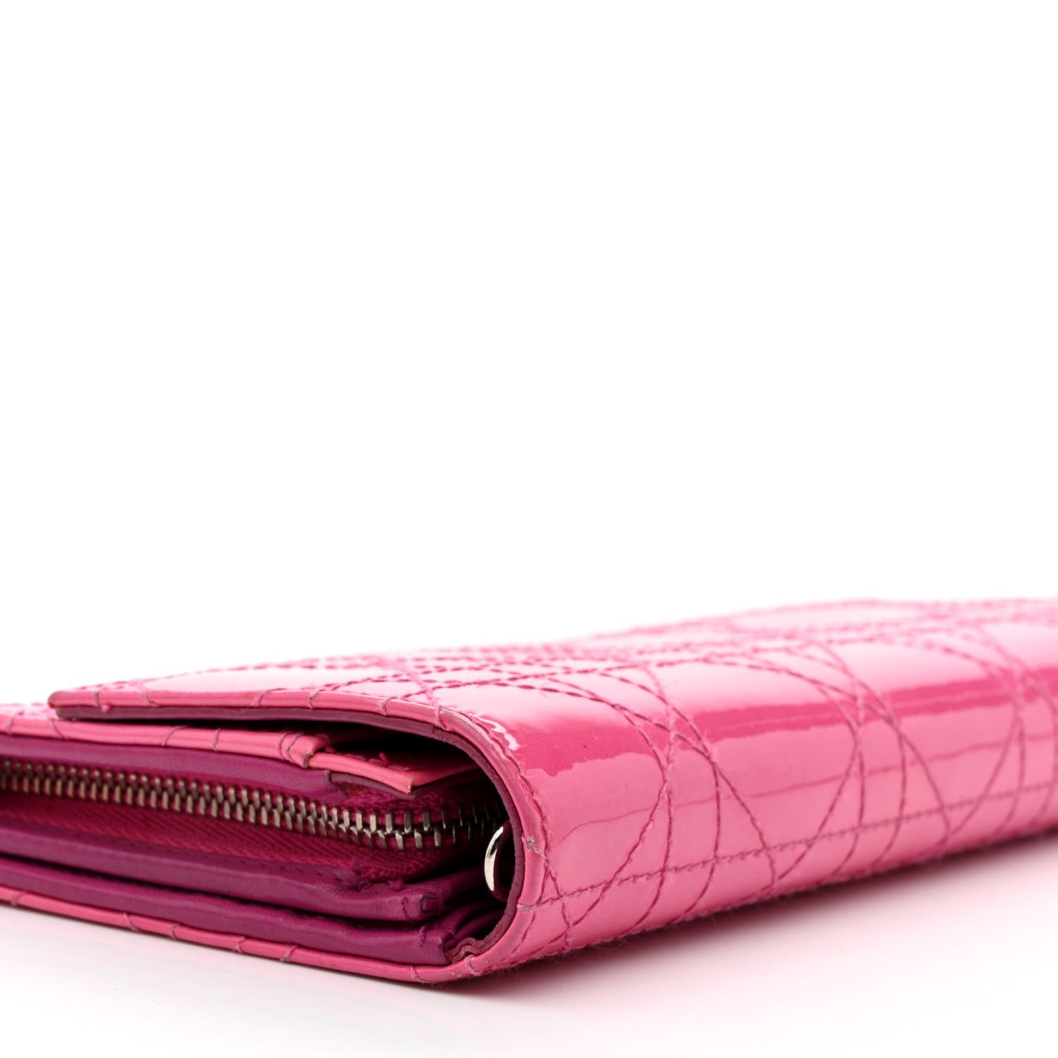 Christian Dior Patent Cannage Rendezvous Chain Wallet Pink 11 of 13