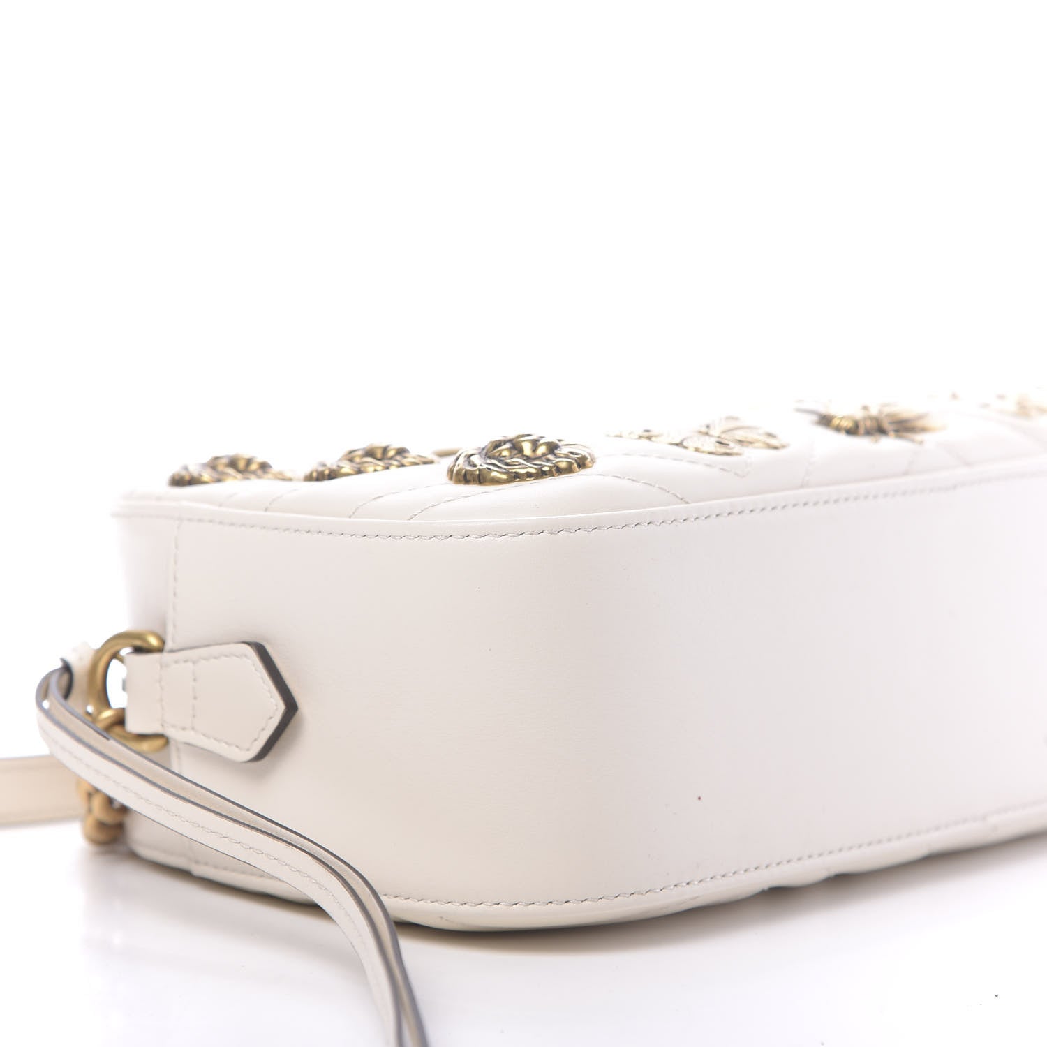 Gucci Calfskin Matelasse Animal Studs Small GG Marmont Chain Shoulder Bag White 6 of 10