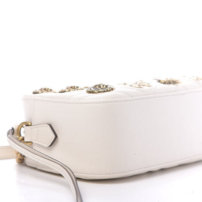 Gucci Calfskin Matelasse Animal Studs Small GG Marmont Chain Shoulder Bag White 6 of 10