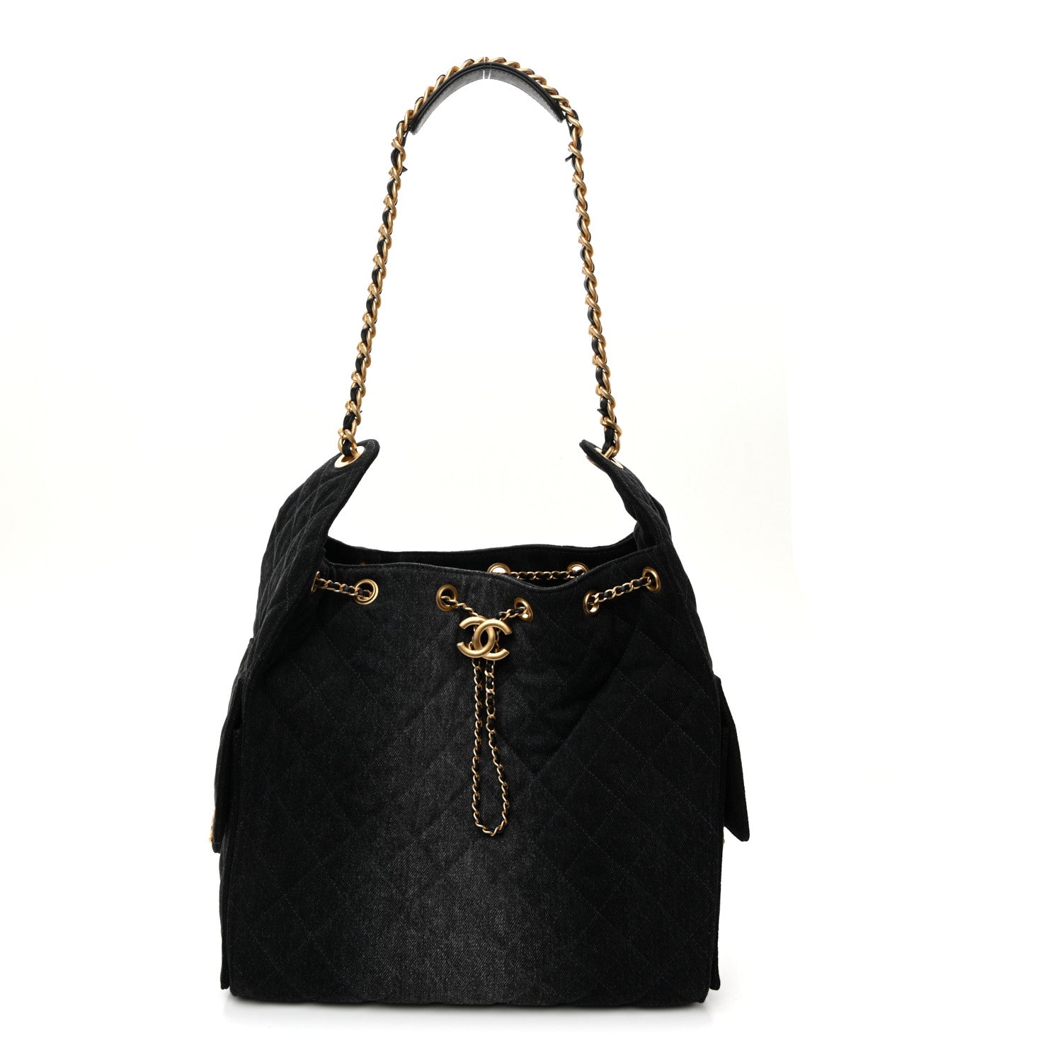Chanel Washed Denim Quilted Medium Chanel 25 Handbag Black 1 of 11