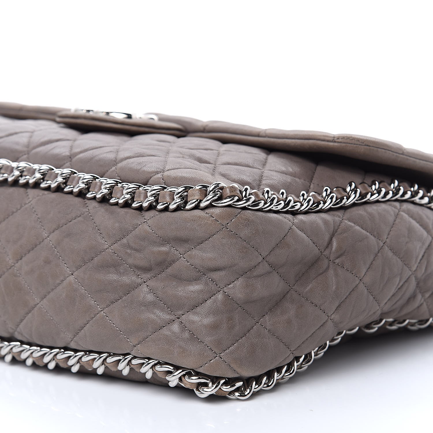 Chanel Washed Lambskin Quilted Chain Around Maxi Flap Brown 9 of 19