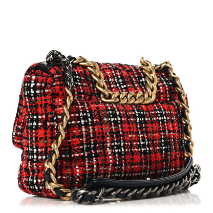 Chanel Tweed Quilted Medium Chanel 19 Flap Red Black 3 of 10