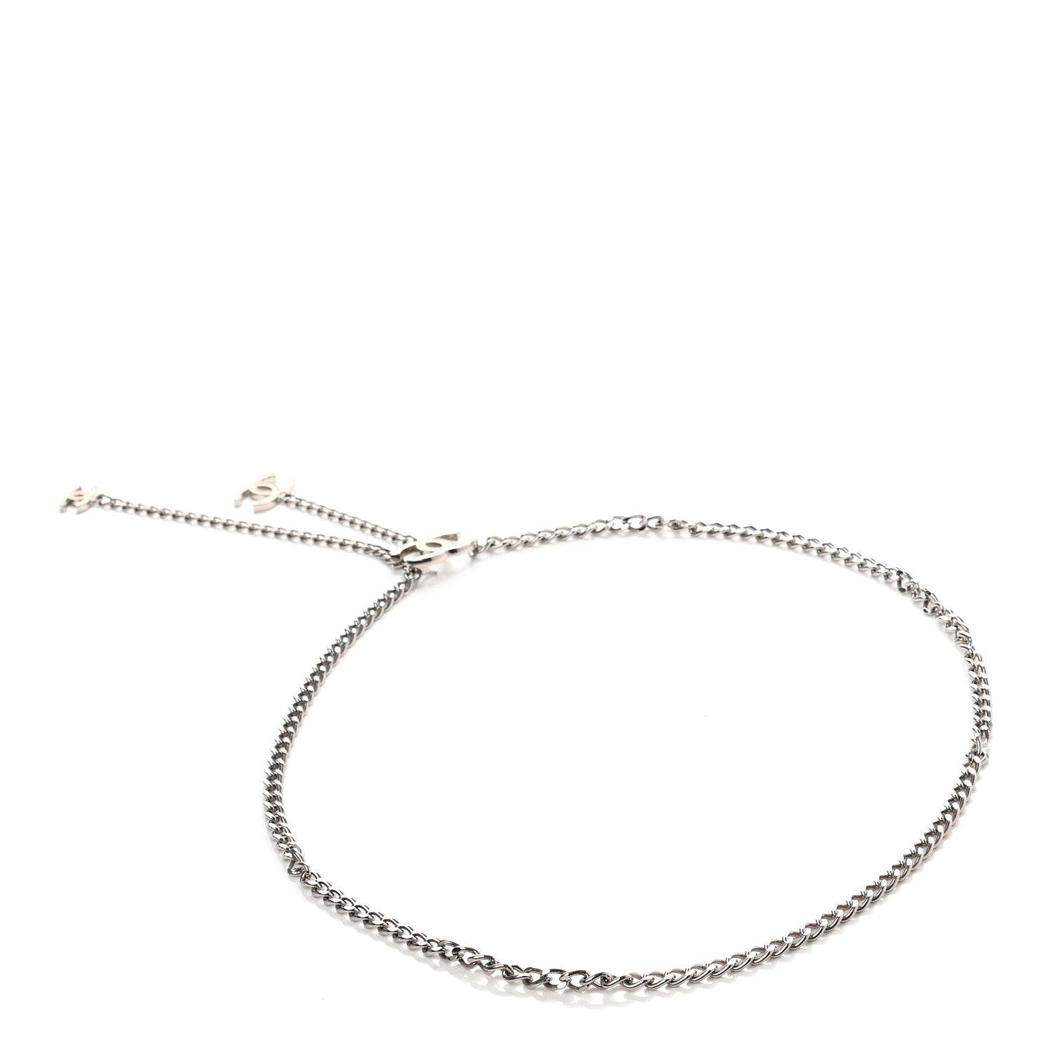 Chanel Enamel CC Ceinture Fantai Adjustable Belt Silver White 2 of 4