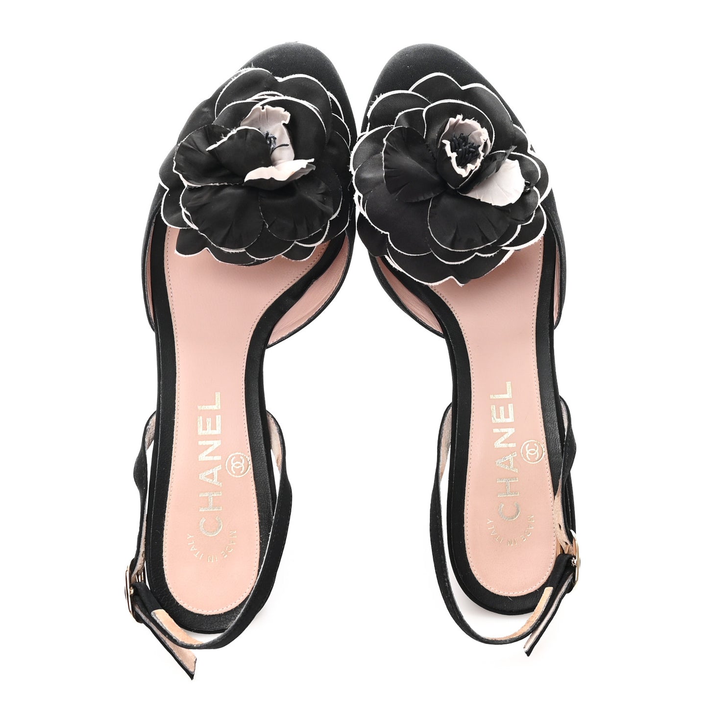 Satin Camelia Block Heels Sandals 37.5 Black