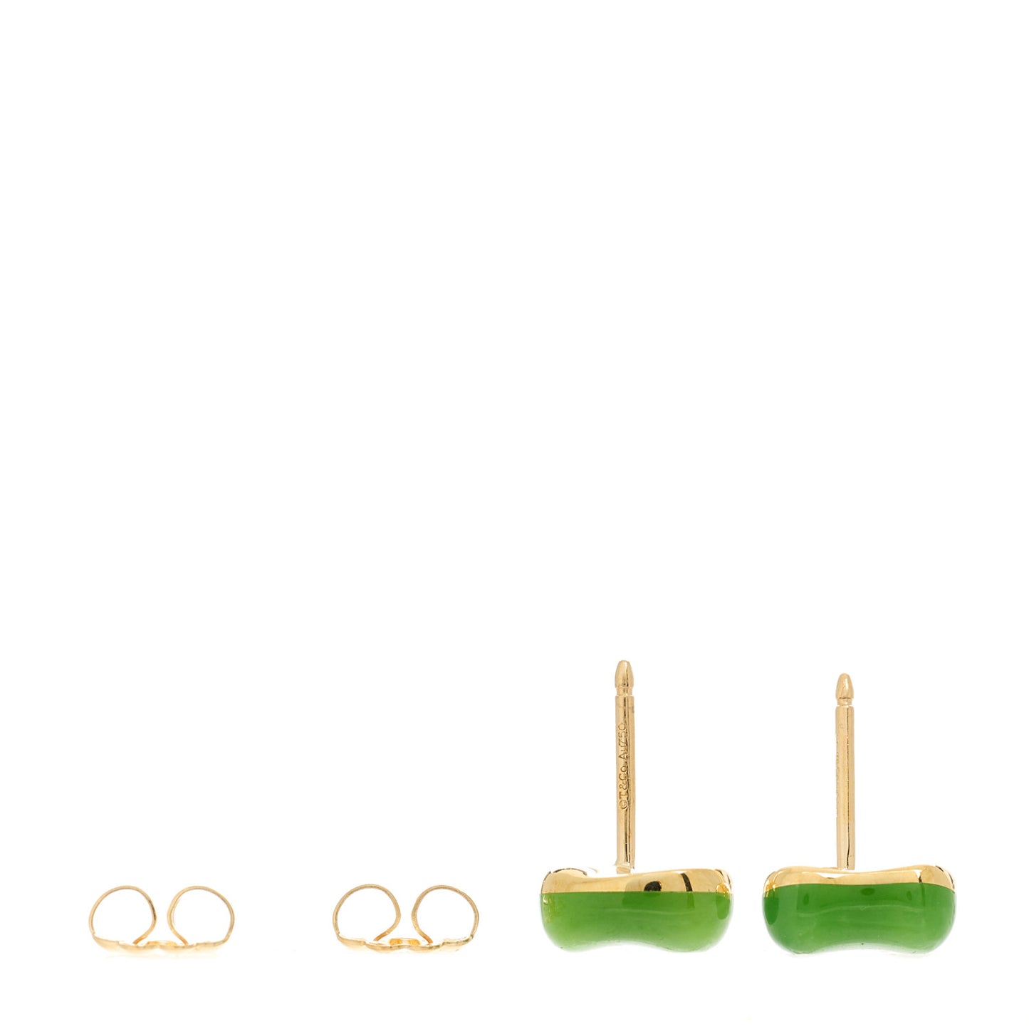 18K Yellow Gold Jade 9mm Elsa Peretti Bean Earrings